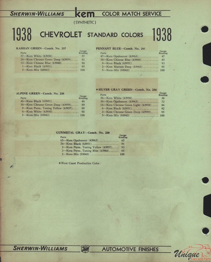 1938 Chev Paint Charts Williams 5